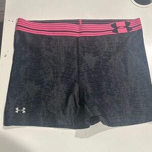Under Armour Women's Black Shorts with Pink Waistband